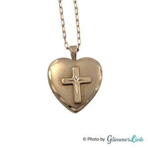 Vintage PPC 14K Gold Filled Heart Cross Locket Necklace with 14K GF Chain